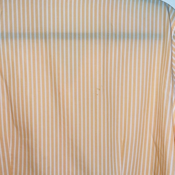Chico’s No Iron 100% Cotton Neon Orange & White Striped Button Down Shirt Large - Picture 7 of 11